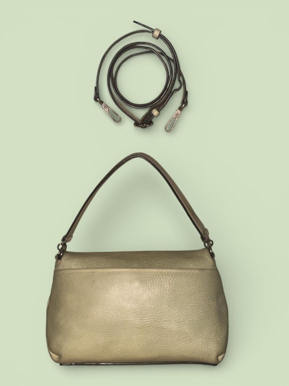 Aimee Kestenberg Preston Satchel Mint Green Pebbled Leather Convertible Bag - Picture 5 of 11